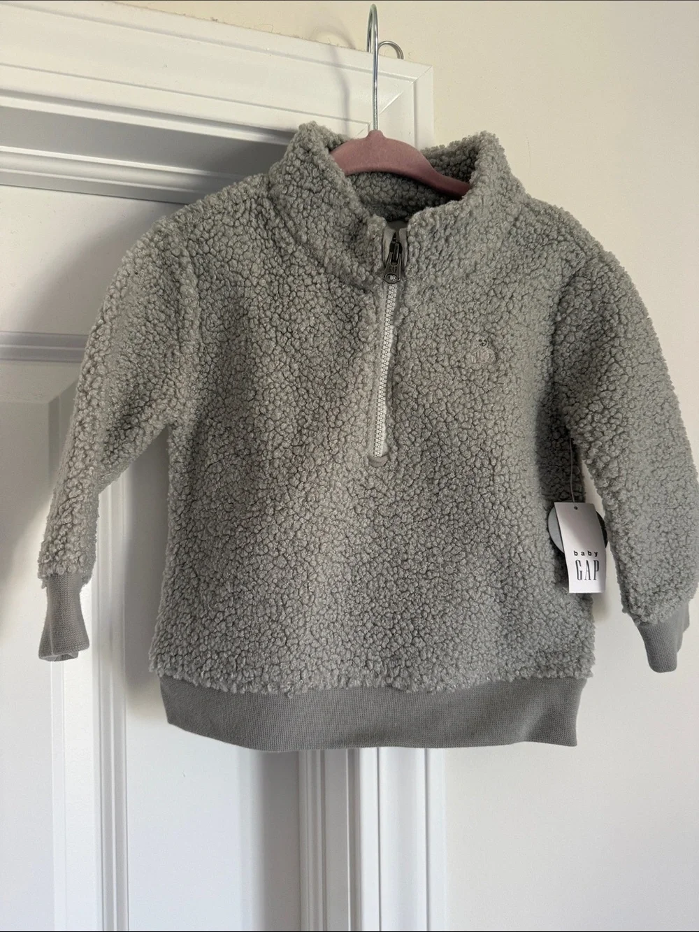 Baby GAP Kids Sherpa Half-Zip Pullover - Light Gray